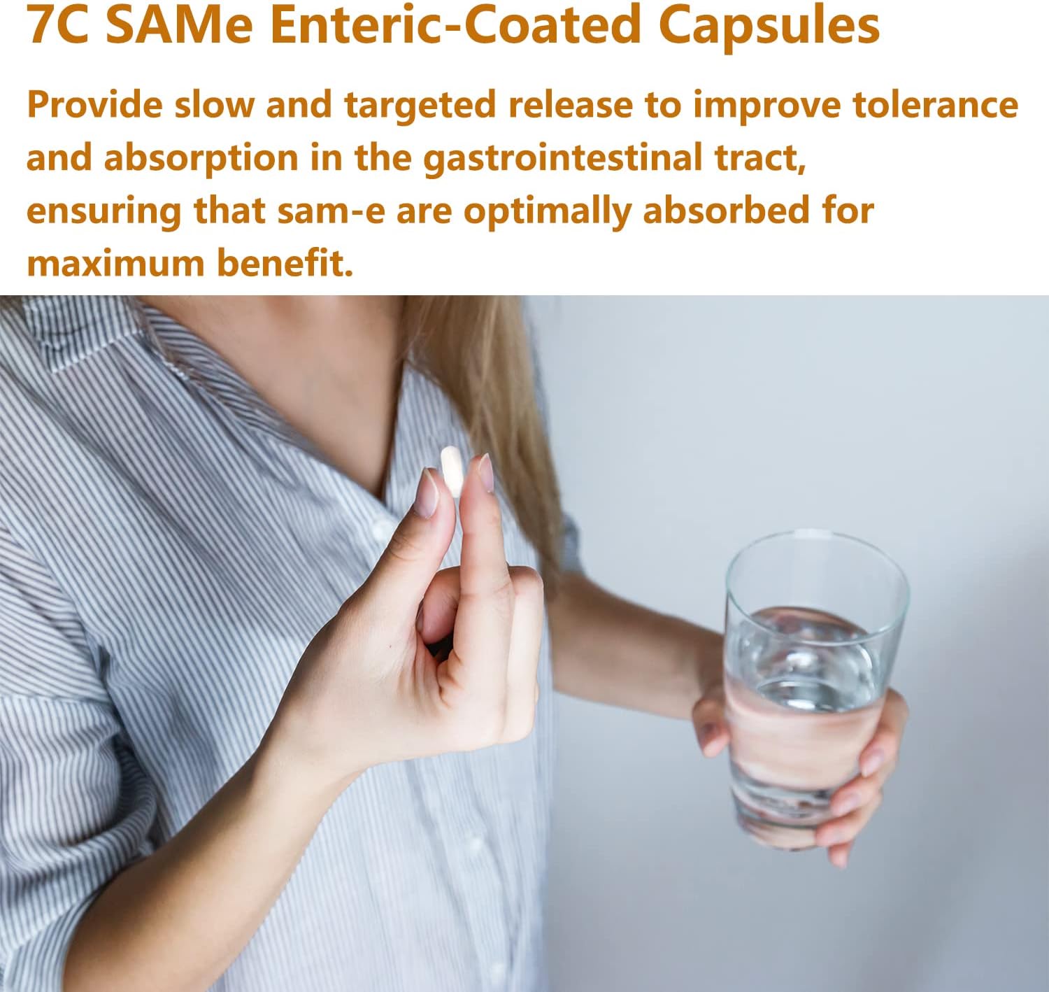7c SAM-e 400 mg (S-Adenosyl-Methionine), B-Vitamins Added to Enhance SAM-e Effectiveness, Mood and Joint Comfort, Gluten-Free, 60 Enteric Coated Capsules