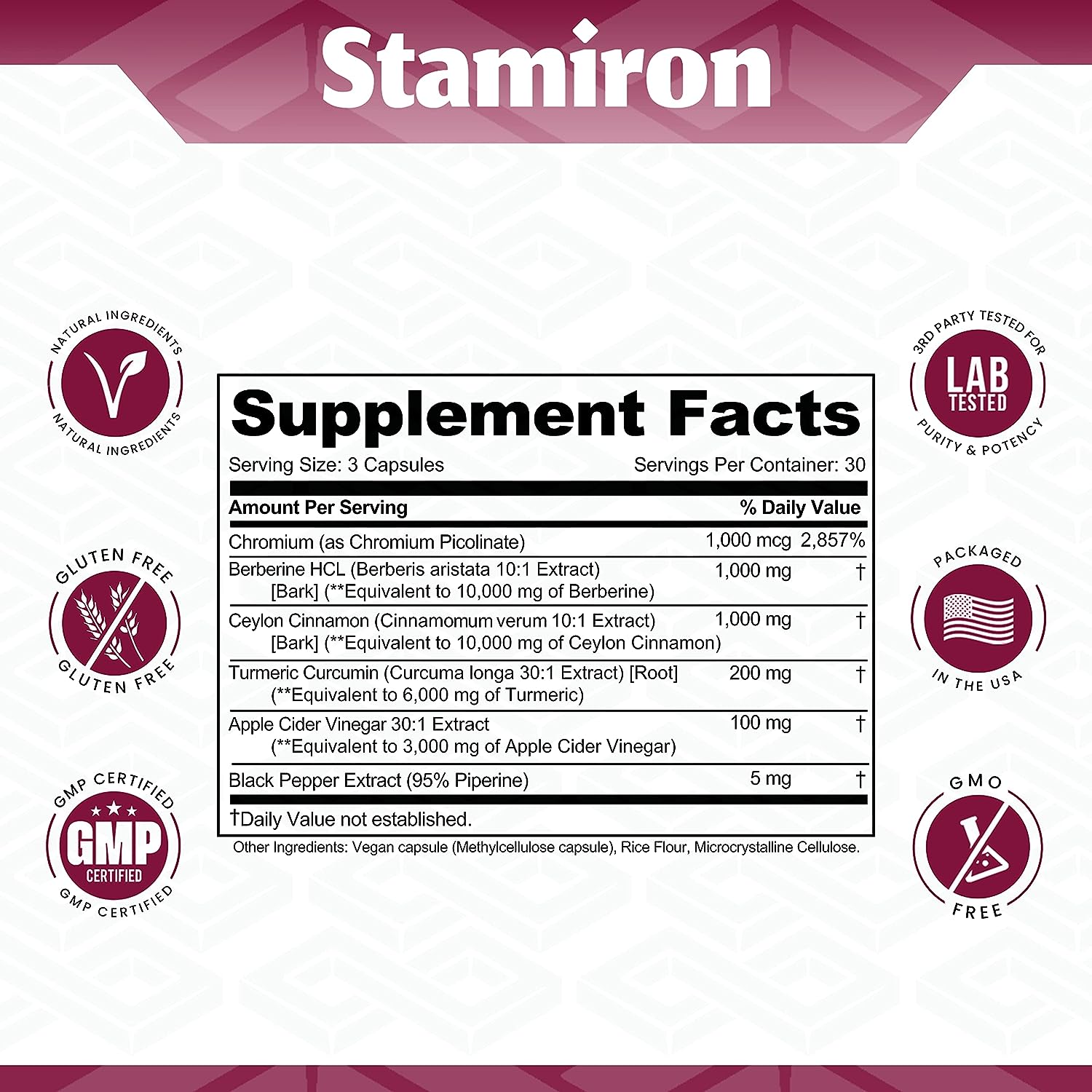 Ceylon Cinnamon Capsules 10,000mg Berberine 10,000mg Turmeric Curcumin 6000mg Chromium Complex 1000mcg with Apple Cider Vinegar 3000mg Sugar Support Supplement ACV Pills Made in USA - 90 Count