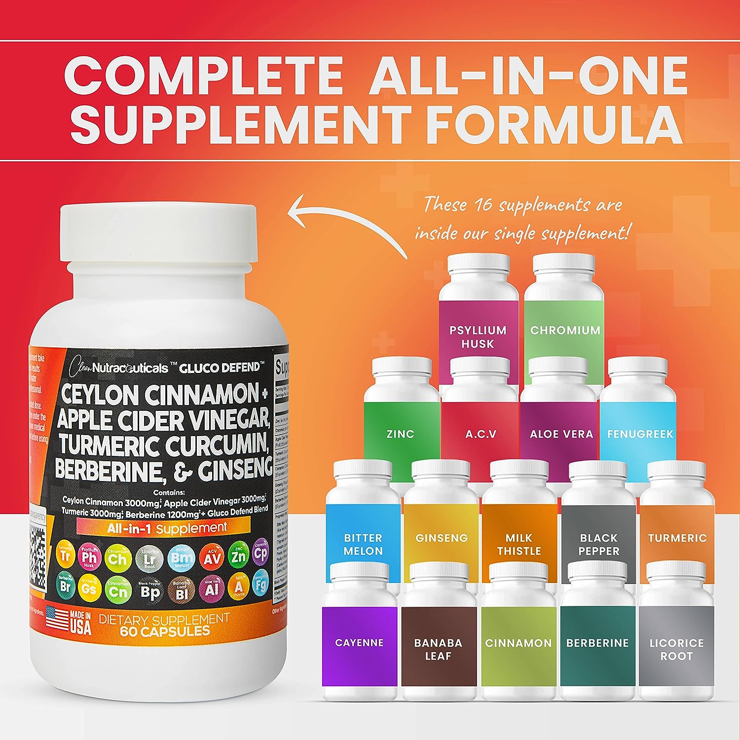 Clean Nutraceuticals Ceylon Cinnamon 3000mg Turmeric 3000mg Apple Cider Vinegar 3000mg Ginseng 2000mg Berberine 1200mg Plus Bitter Melon Gymnema Milk Thistle Fenugreek Clean Nutraceuticals Ceylon Cinnamon 3000mg Turmeric 3000mg Apple Cider Vinegar 3000mg Ginseng 2000mg Berberine 1200mg Plus Bitter Melon Gymnema Milk Thistle Fenugreek