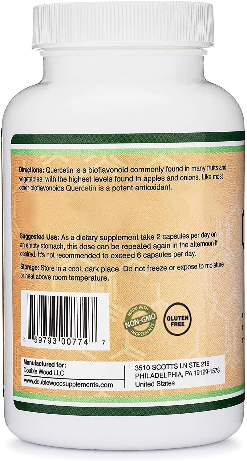 Double Wood Supplements Quercetin with Bromelain - 120 Count (1,200mg Servings) Immune Health Capsules - Supports Healthy Immune Functions in Men and Women (Vegan Safe, Manufactured in USA)