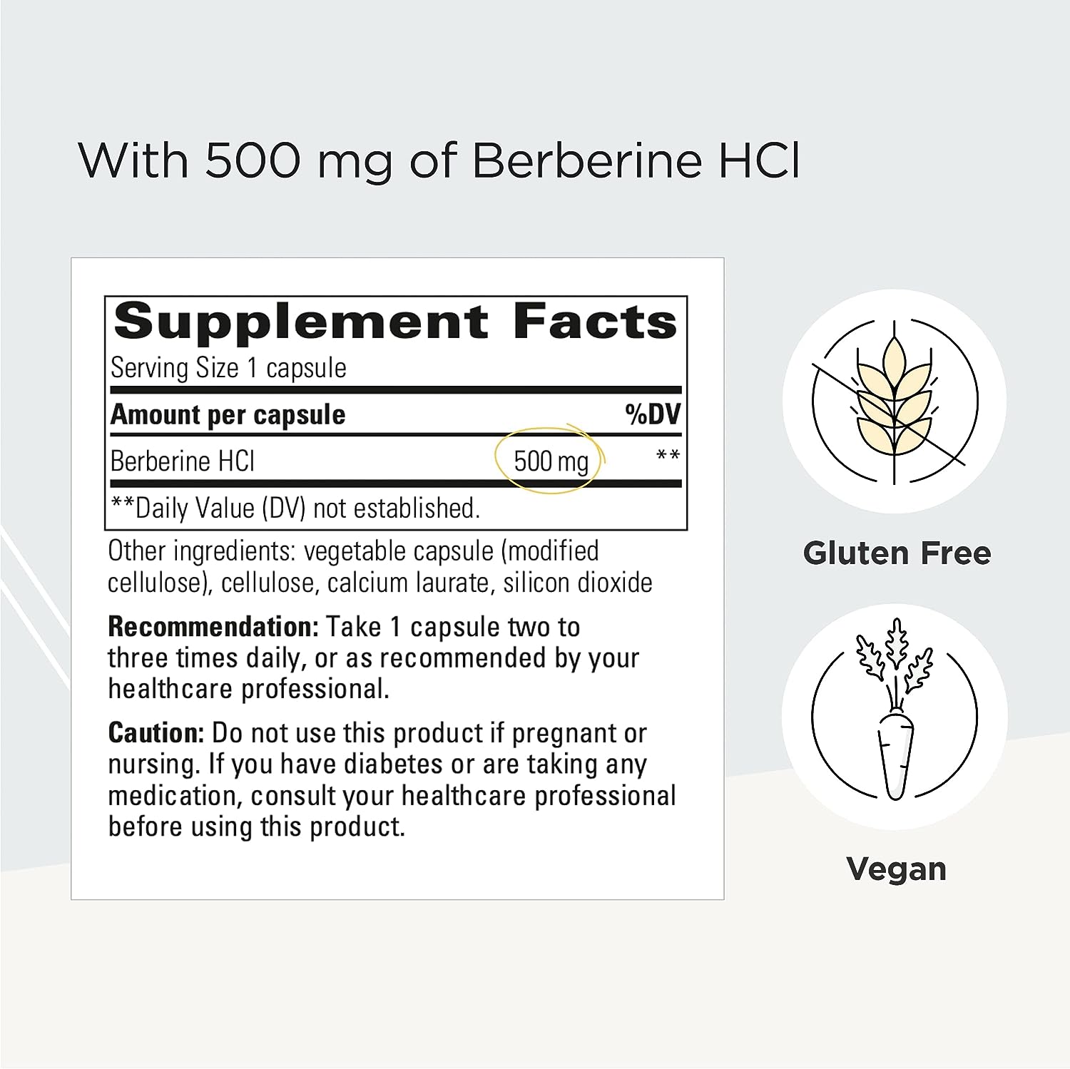 Integrative Therapeutics Berberine - Metabolic Support Supplement with Berberine HCl* - for Men and Women - Gluten Free and Vegan - 60 500 mg Capsules