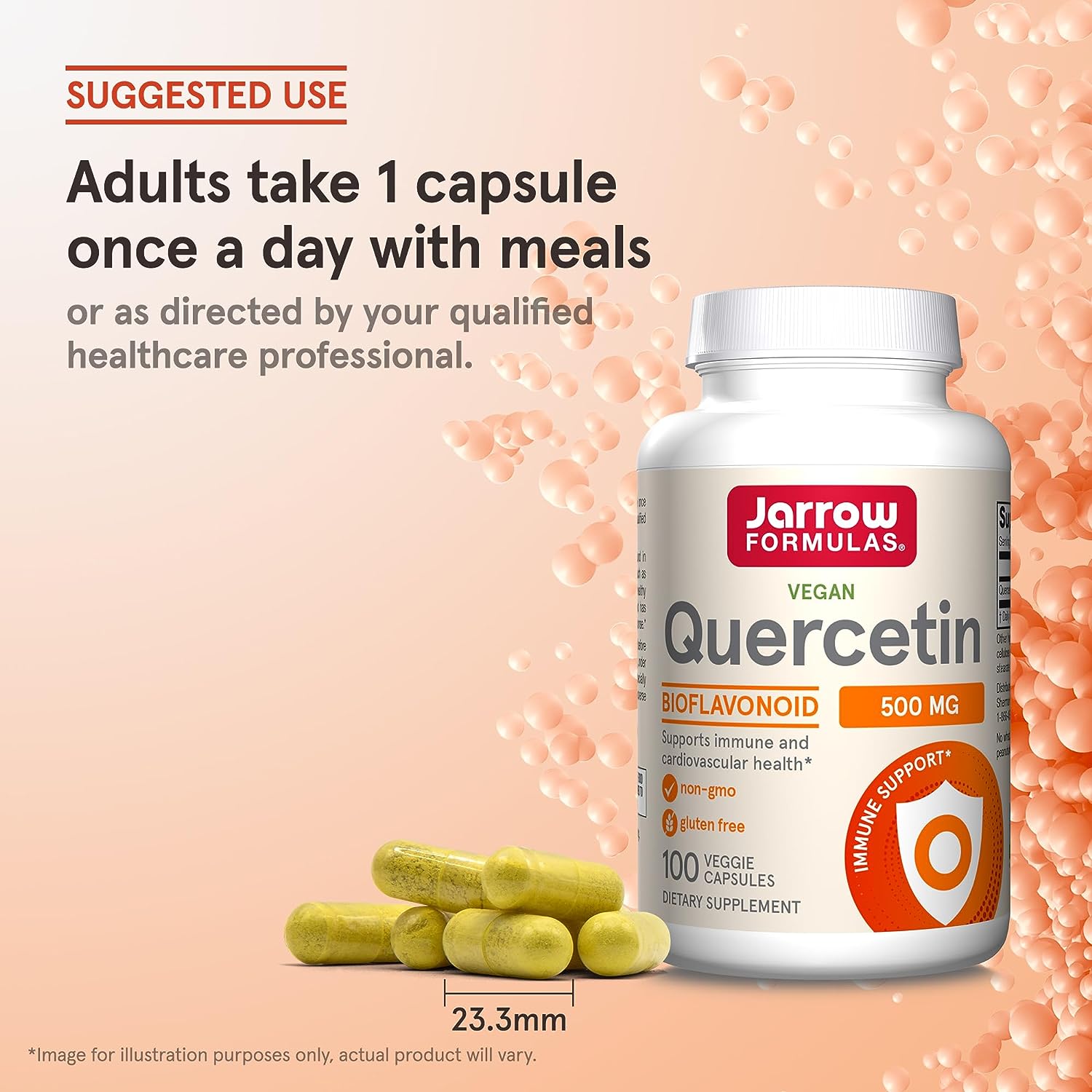 Jarrow Formulas Quercetin 500 mg - Bioflavonoid - Quercetin Dietary Supplement - 100 Servings (Veggie Caps) - Supports Cellular Function, Cardiovascular Health, Immune Health  Response