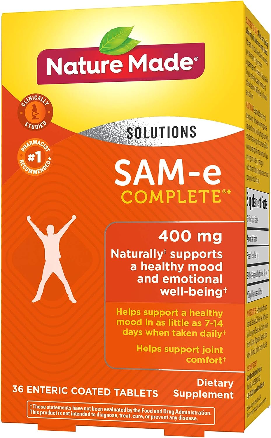 Nature Made SAM-e Complete 400 mg, Dietary Supplement for Mood Support, 36 Tablets, 36 Day Supply