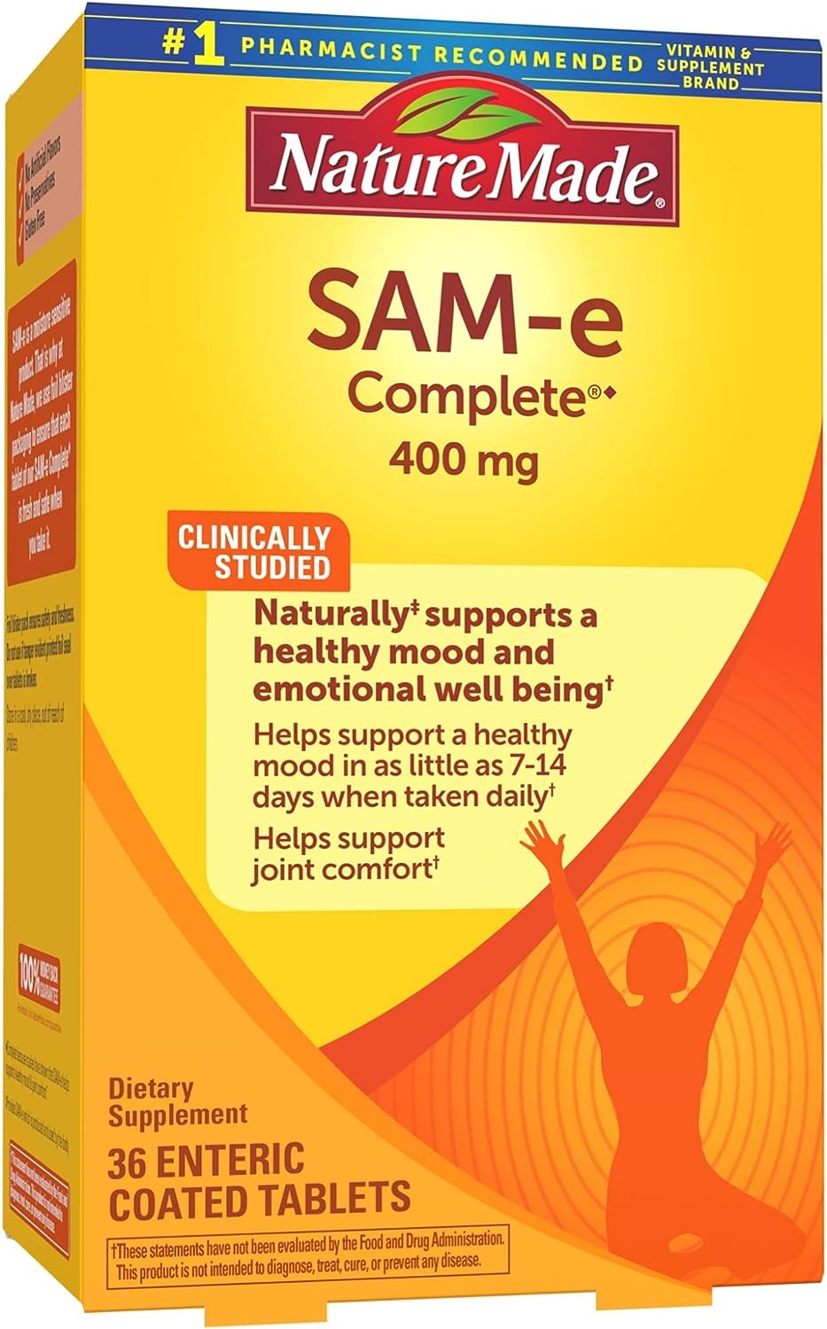Nature Made SAM-e Complete 400 mg, Dietary Supplement for Mood Support, 36 Tablets, 36 Day Supply