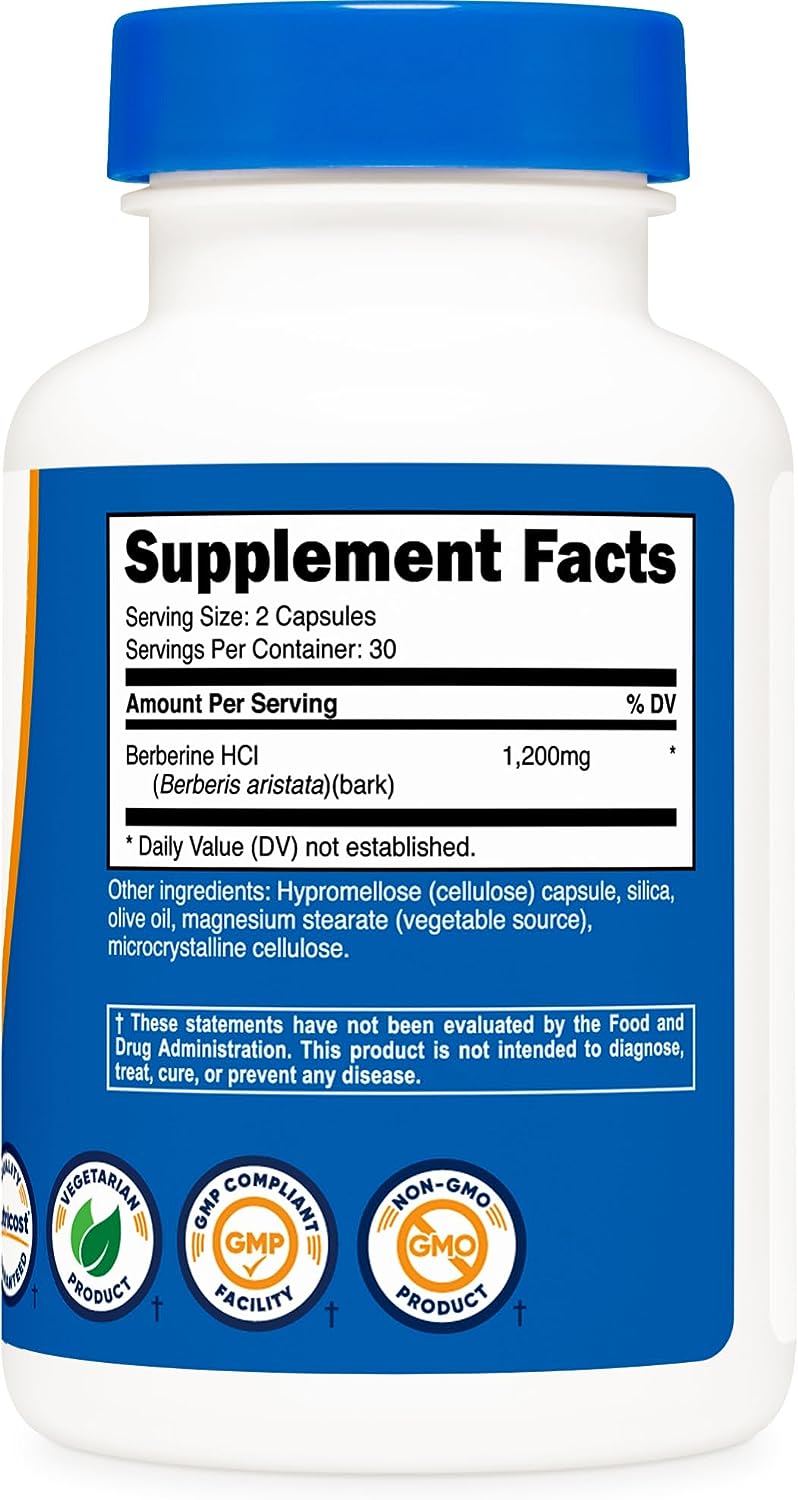 Nutricost Berberine HCl 600mg, 60 Vegetarian Capsules - Gluten Free  Non-GMO
