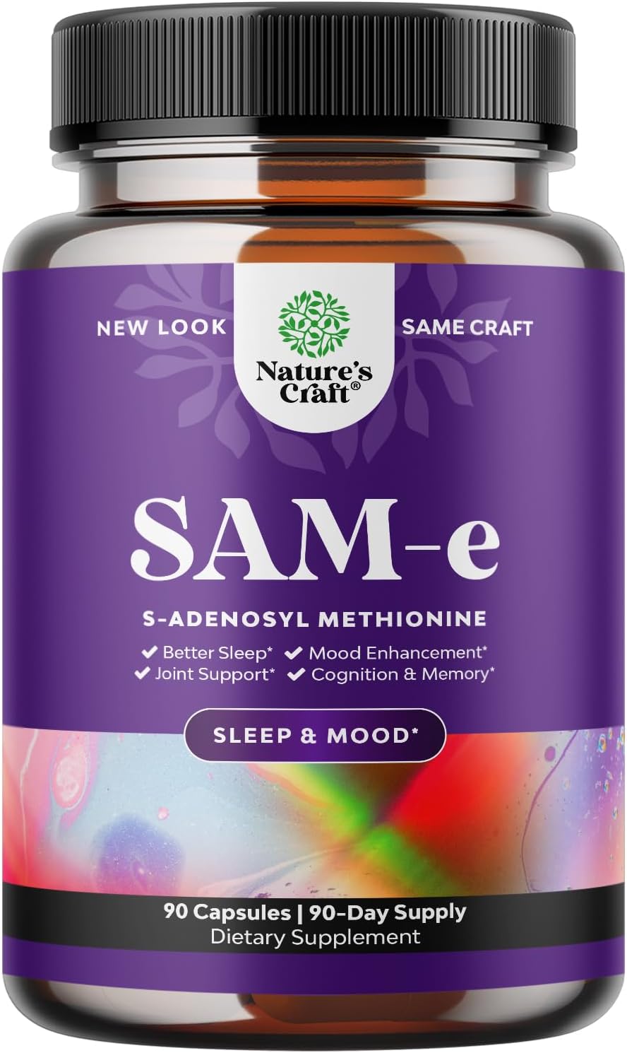 Pure SAM-E Nootropic Brain Supplement - Brain Support Supplement with S Adenosyl Methionine Memory Pills for Brain Health and Joint Health - Immune Support Supplement and Mood Support Supplement
