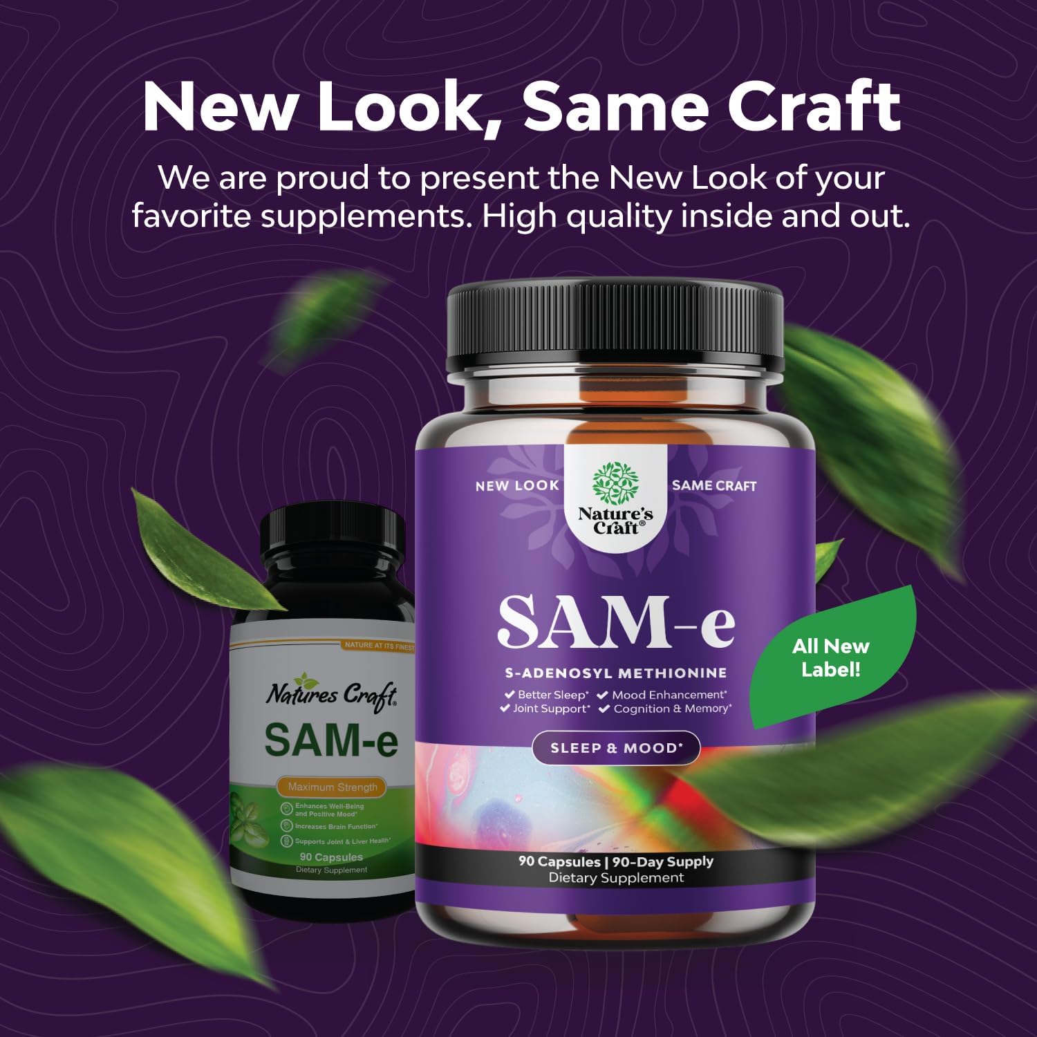 Pure SAM-E Nootropic Brain Supplement - Brain Support Supplement with S Adenosyl Methionine Memory Pills for Brain Health and Joint Health - Immune Support Supplement and Mood Support Supplement