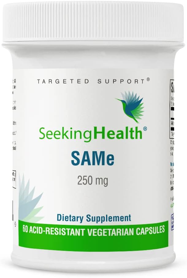 Seeking Health SAMe, 250 mg S-adenosyl-L-methionine Supplement, Supports Methylation, Healthy Mood Support, Vegan and Vegetarian (60 acid-resistant capsules)*