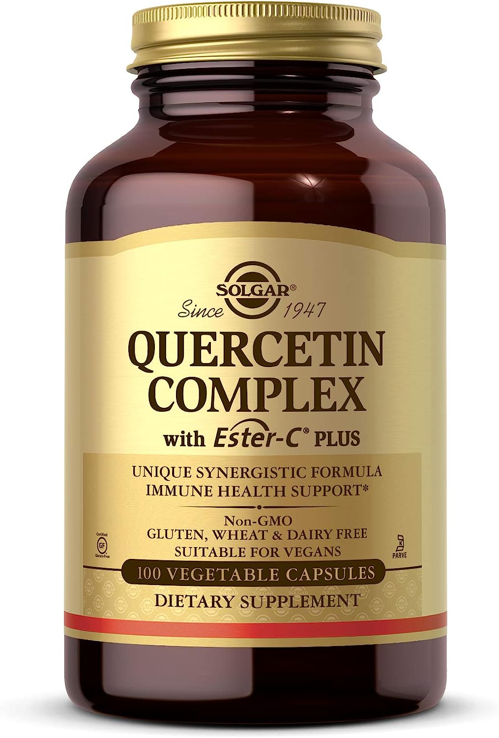 Solgar Quercetin Complex with Ester-C Plus, 100 Vegetable Capsules - Supports Immune Health, Antioxidant - Gentle on the Stomach Vitamin C - Non-GMO, Vegan, Gluten / Dairy Free - 50 Servings