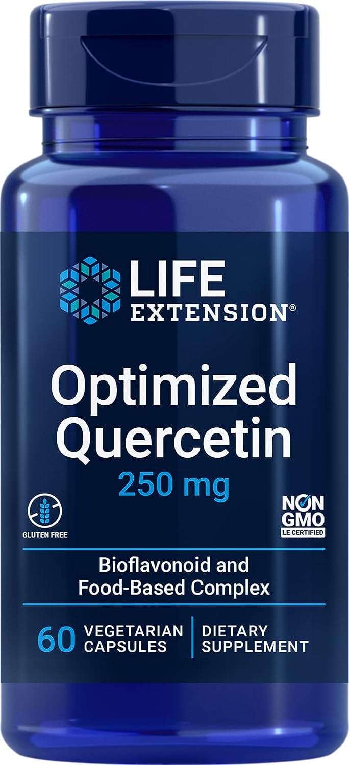 Life Extension Optimized Quercetin 250 mg - Non-GMO, Gluten Free - with vitamin C and Camu-Camu Extract - 60 Vegetarian Capsules