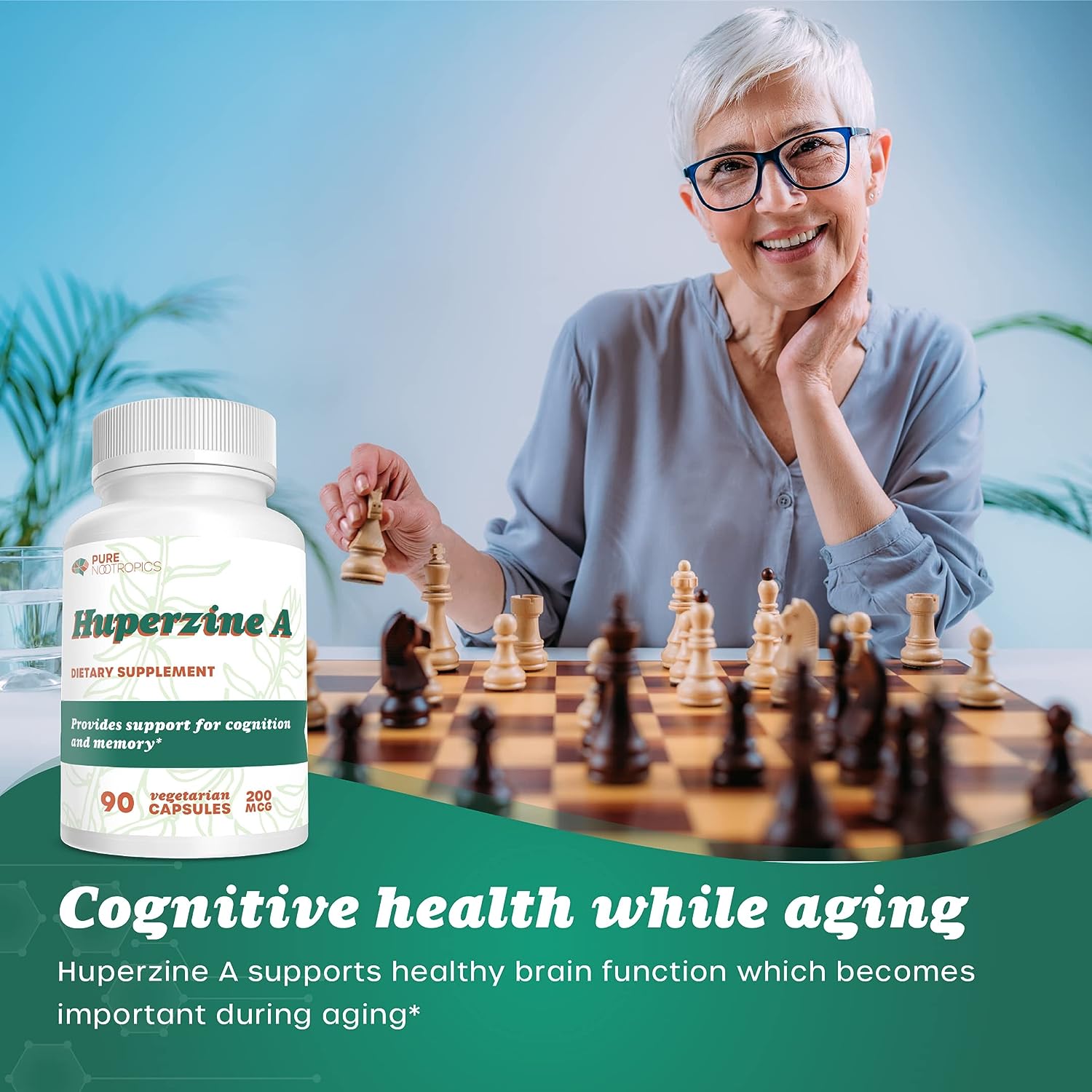 Pure Nootropics Huperzine A 200 mcg – Cognitive and Memory Support – 90 Vegetarian Capsules